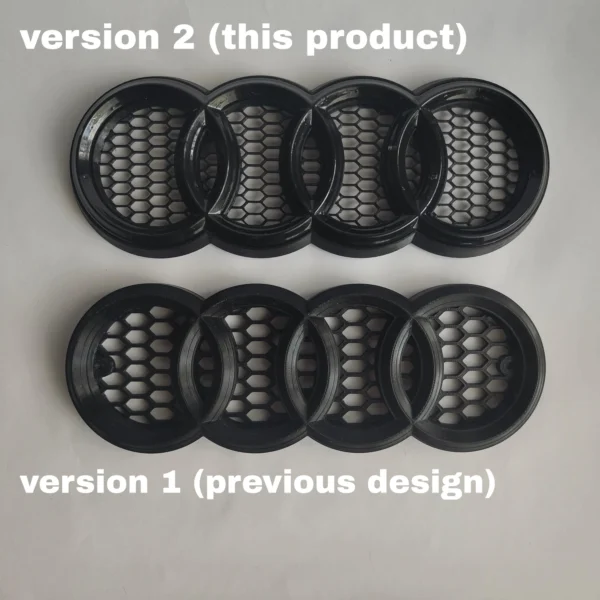 Black front badge/emblem (V2) for Audi RS-look honeycomb grill