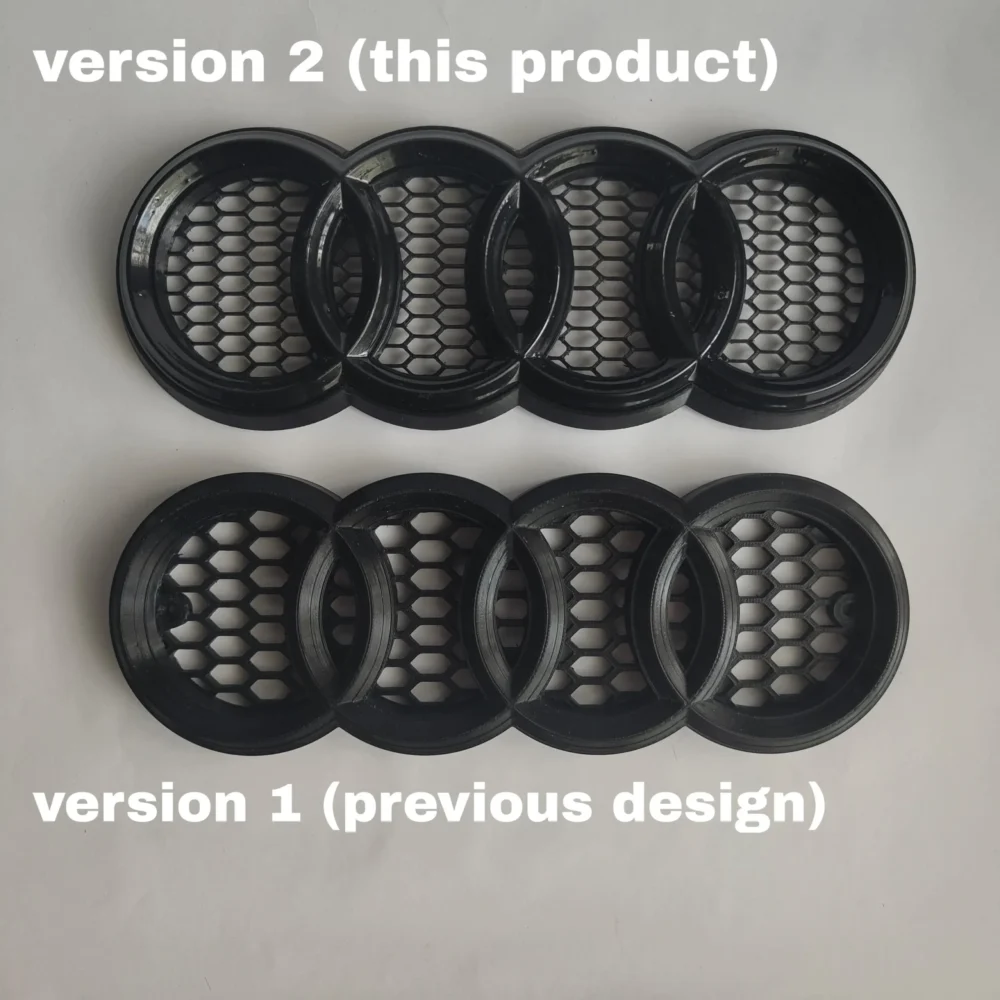 Black front badge/emblem (V2) for Audi RS-look honeycomb grill