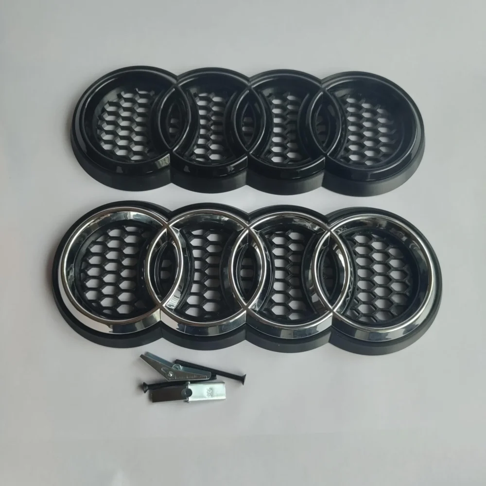 Black front badge/emblem (V2) for Audi RS-look honeycomb grill