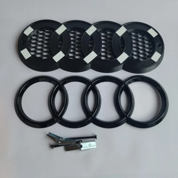 Black front badge/emblem (V2) for Audi RS-look honeycomb grill