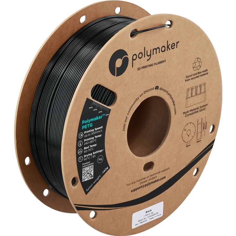Polymaker PETG 3d-tulostus Filamentti | musta, 1kg, 1,75mm